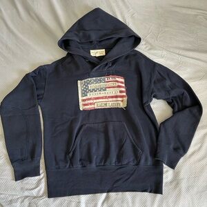 Denim & Supply Ralph Lauren Navy Hoodie with Flag Patch